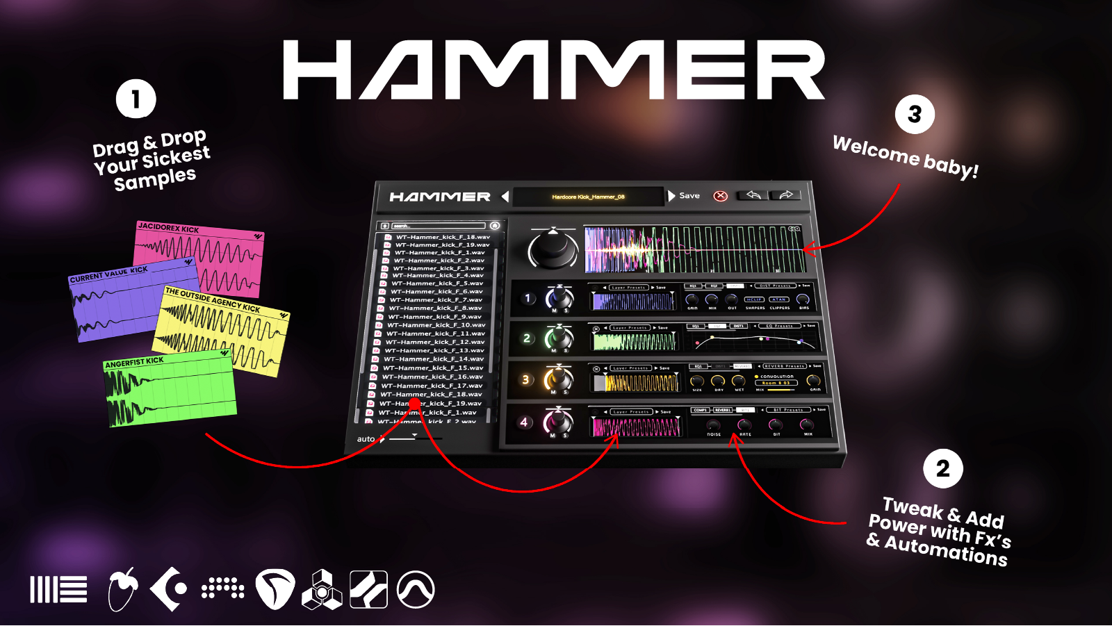 Hammer plugin easy to use 3 steps only to make banger kicks